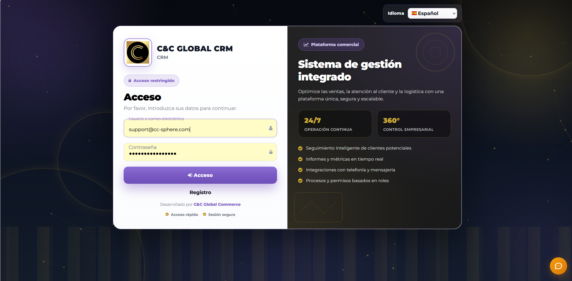 Accede al panel