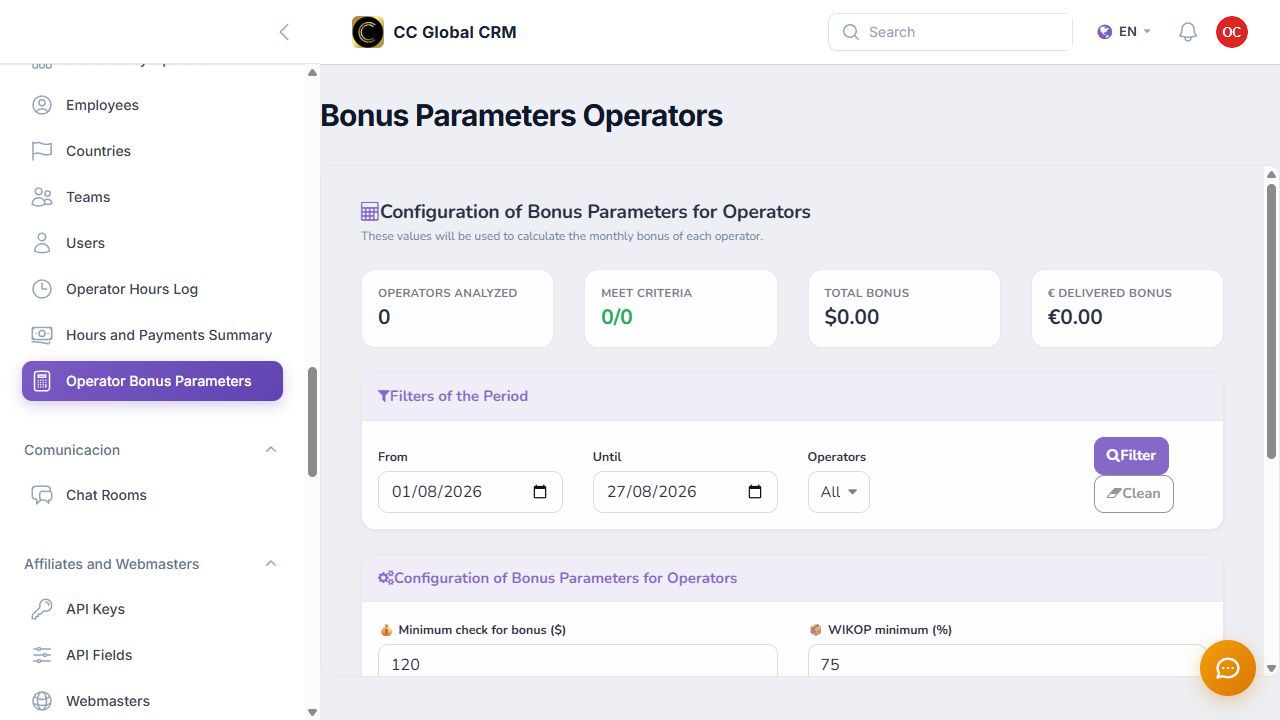Configurar bonos