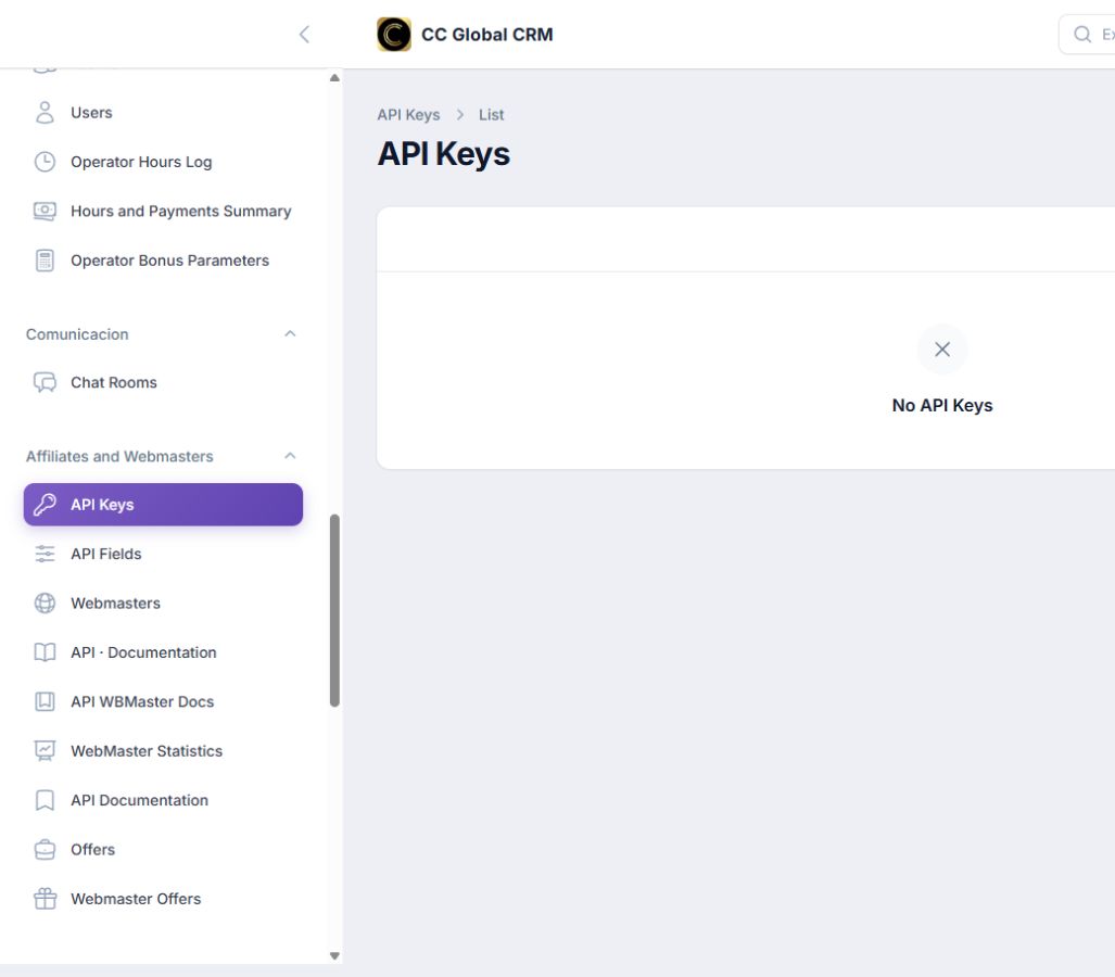 Revisar claves y campos API