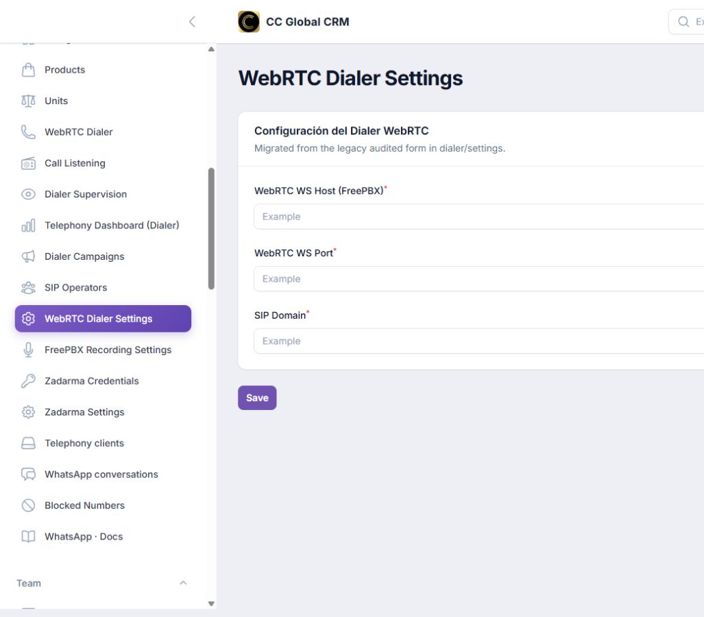 Configurar WebRTC