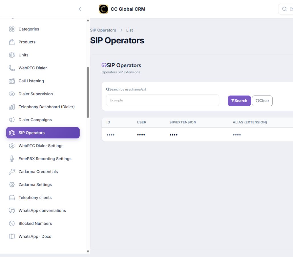 Administrar operadores SIP