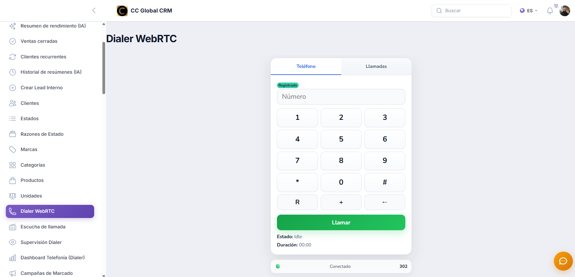 Comprobar el dialer WebRTC